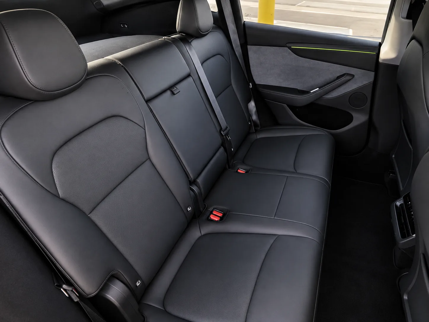 Tesla Model Y rear bench seating in black leather