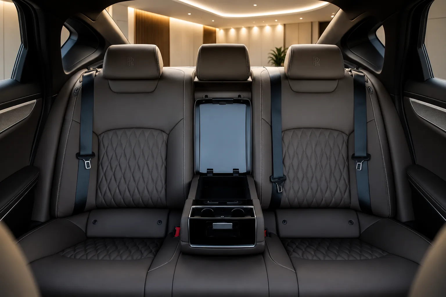 BYD Han rear bench seating with folding centre armrest and cupholders